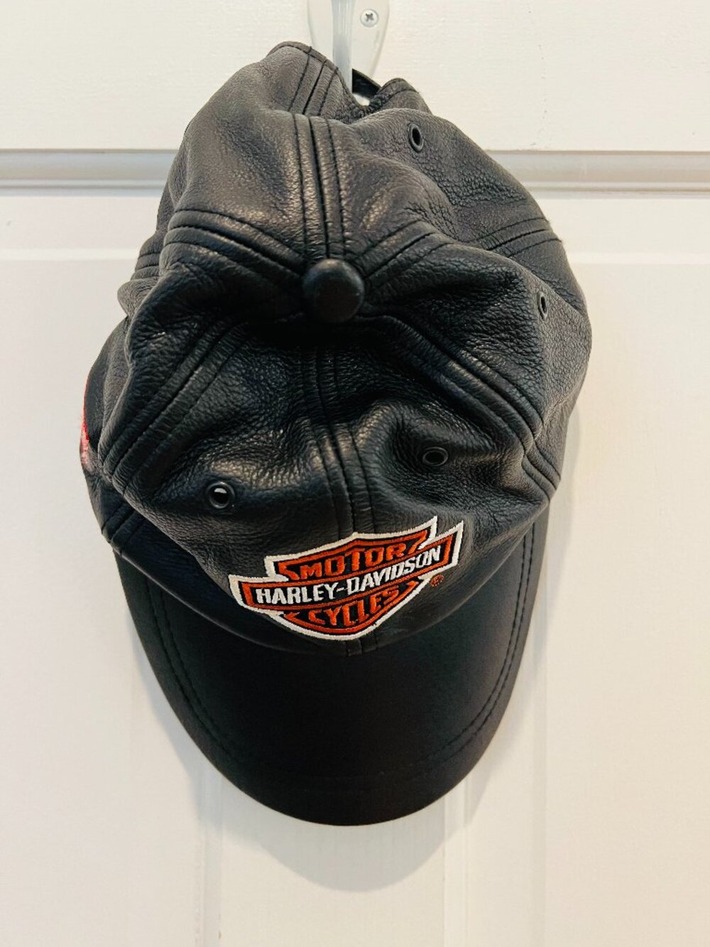 Vintaage Harley Davidson Leather Black Snap Back American Needle Cap Hat